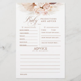 Lámina Predicciones para bebés y juego Baby Shower de con