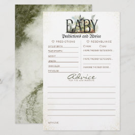 Lámina Predicciones para bebés y juego Baby Shower de con