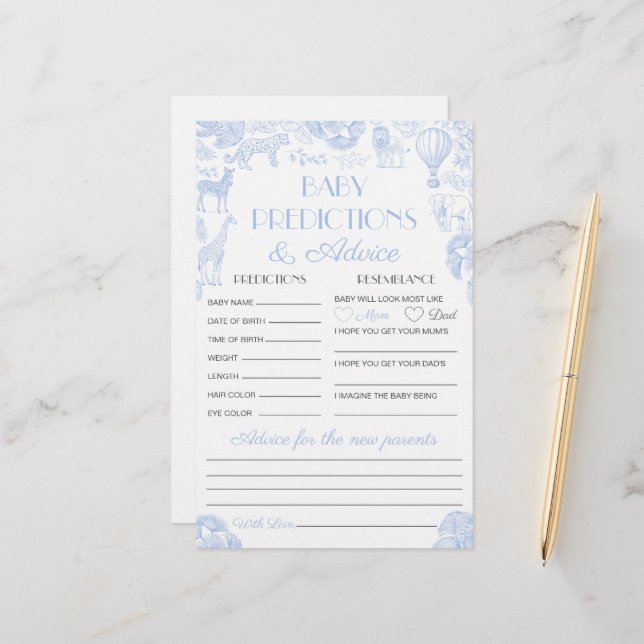 Lámina Predicciones para bebés y juego de Baby Shower par (Anverso/Reverso In Situ)
