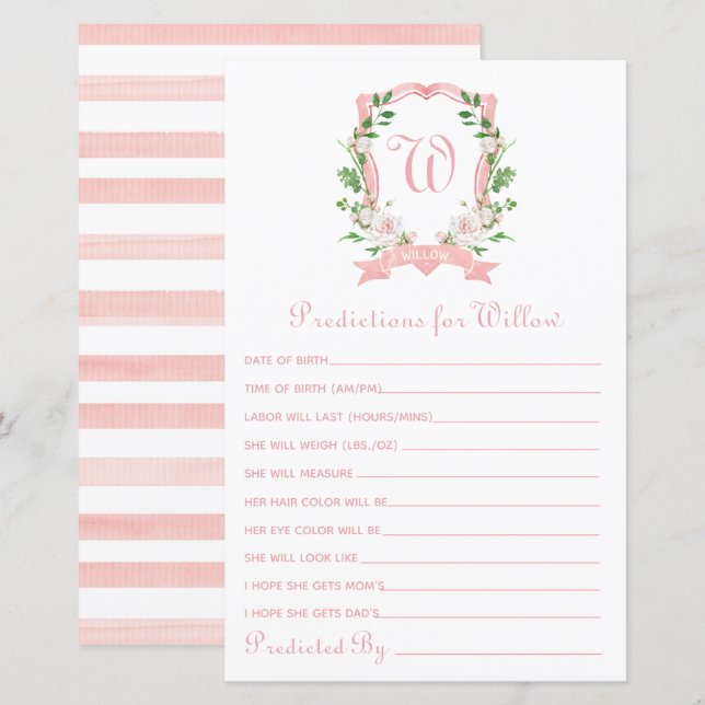 Lámina Predicciones para el Escudo floral para el bebé (Anverso / Reverso)