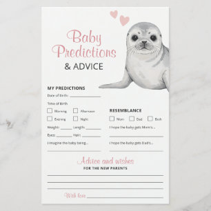 Lámina Predicciones y consejos de Baby Shower con sellos 