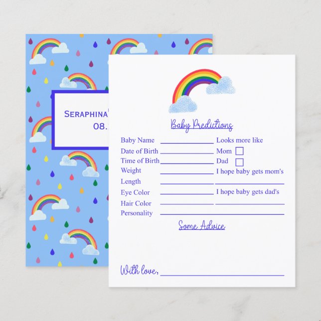 Lámina Predicciones Y Consejos De Baby Shower En El Arcoi (Anverso / Reverso)