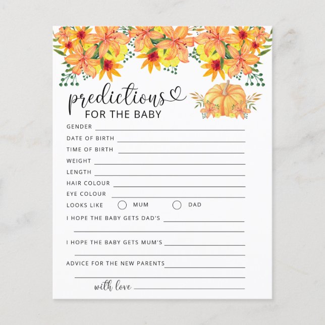 Lámina Predicciones y consejos de la calabaza de otoño (Anverso)