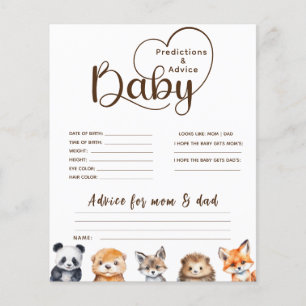 Lámina Predicciones y consejos Juego de baby shower de an