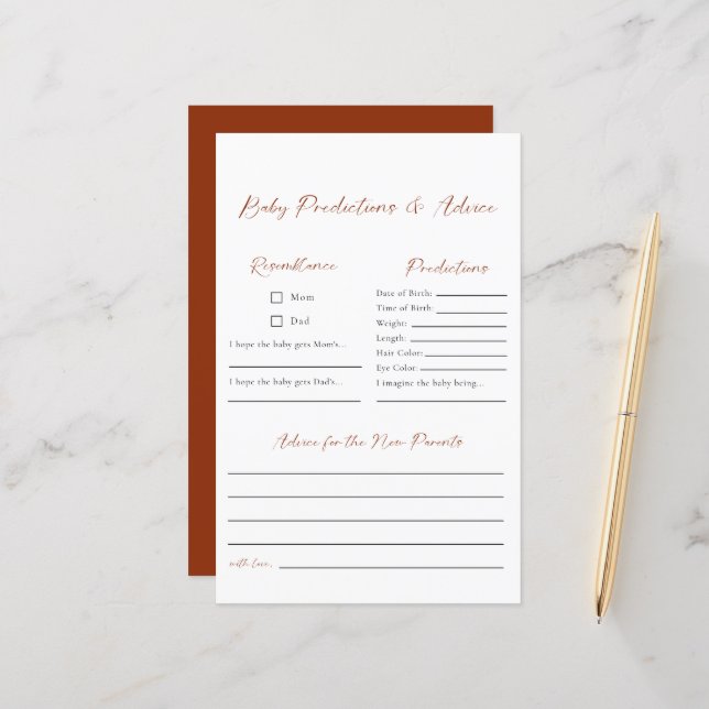 Lámina Predicciones y consejos Minimalistas Boho Baby Sho (Anverso/Reverso In Situ)