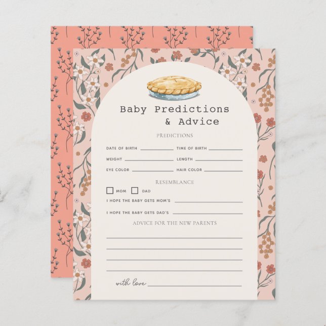 Lámina Predicciones y consejos para bebés con flores rosa (Anverso / Reverso)