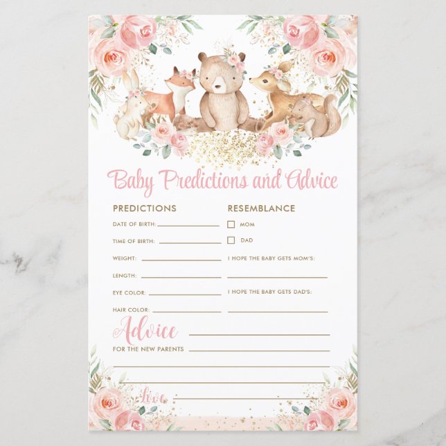 Lámina Predicciones y consejos para bebés florales en ani (Anverso)