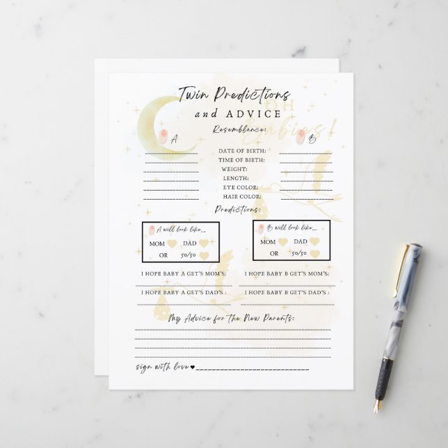 Lámina ¡Predicciones y consejos para bebés gemelos, oh be (Anverso/Reverso In Situ)