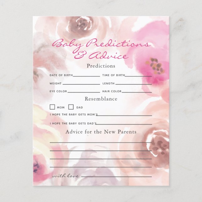 Lámina Predicciones y consejos para bebes rosadas y polvo (Anverso)