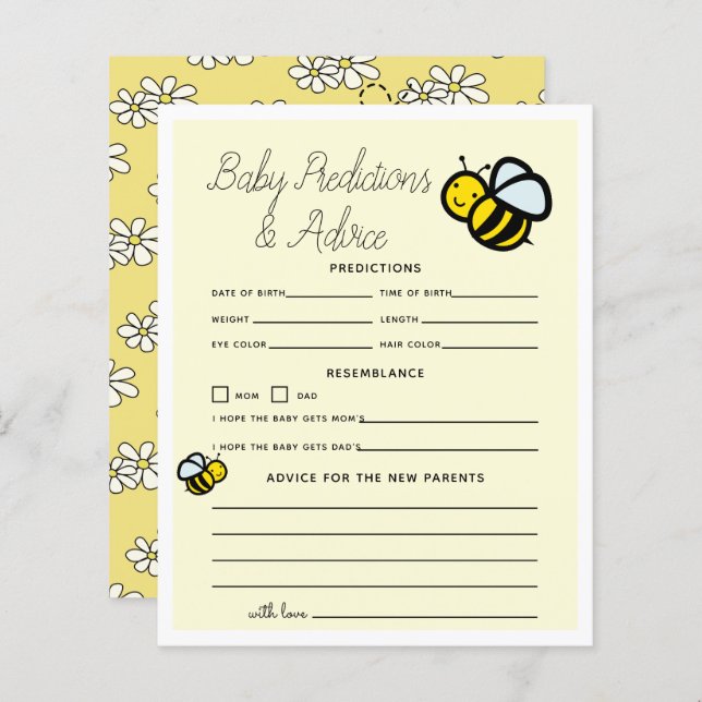 Lámina Predicciones y Consejos para Honey Bee Yellow Baby (Anverso / Reverso)