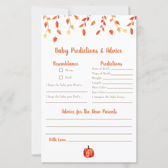 Lámina Predicciones y consejos para la pequeña calabaza B (Anverso)