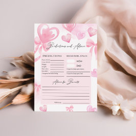 Lámina Predicciones y consejos para los juegos de Baby Sh