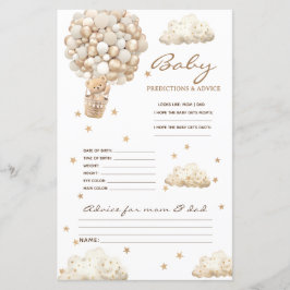 Lámina Predicciones y consejos para un oso neutro Baby Sh