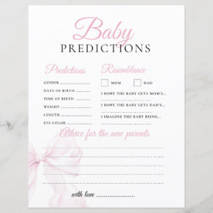 Lámina Predicciones y consejos sobre el juego Baby Shower