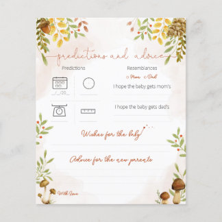 Lámina Predicciones y consejos, Woodland Baby Shower