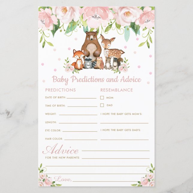 Lámina Predicciones y ducha de consejo para bebés con flo (Anverso)