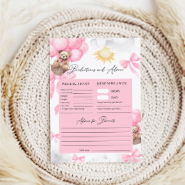 Lámina Predicciones y juegos de Baby Shower para el oso d