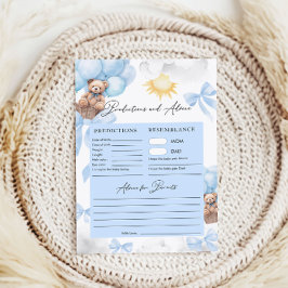 Lámina Predicciones y juegos de Baby Shower para el oso d