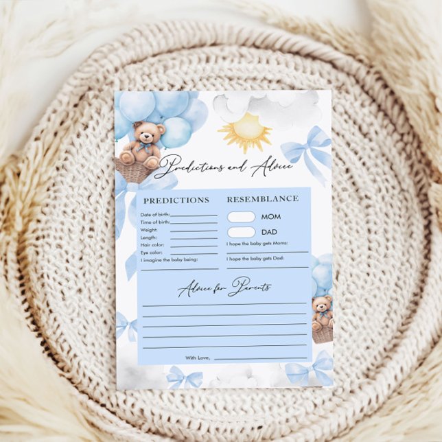 Lámina Predicciones y juegos de Baby Shower para el oso d (Subido por el creador)