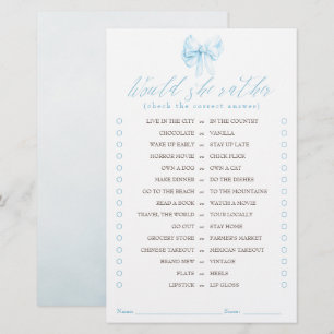 Lámina ¿Preferiría Ella Juego De Boda Elegante Lazo Azul