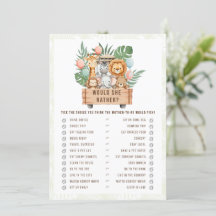 ¿Preferiría Ella Safari Animal Baby Shower Juego