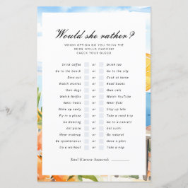 Lámina ¿Prefiere Aperol Spritz Bridal Shower Game?