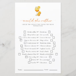 Lámina ¿Prefiere Aperol Spritz Bridal Shower Game?