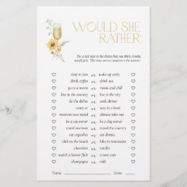 Lámina ¿Prefiere Boho Sunflower Briflower Shower Game?