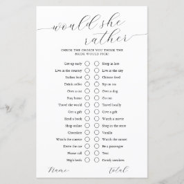 Lámina ¿Prefiere Calligraphy Shower Game?