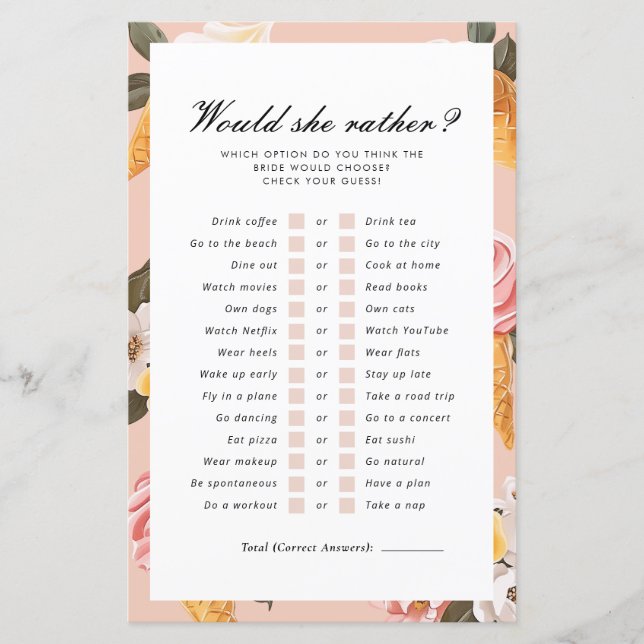 Lámina ¿Prefiere Escoger Un Juego De Ducha De Novias? (Anverso)