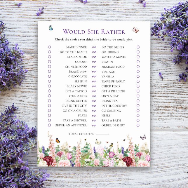 Lámina ¿Prefiere Floral Bridal Shower Game? (Subido por el creador)