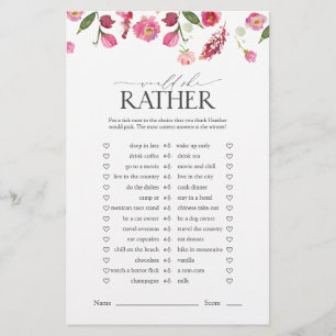 Lámina ¿Prefiere Flores Rosadas Un Juego De Ducha Bridal?
