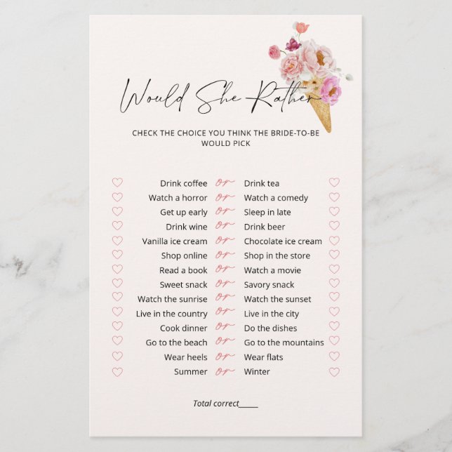 Lámina ¿Prefiere Hielo Cream Briam Shower Game? (Anverso)