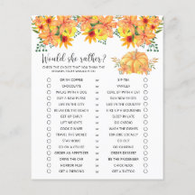 ¿Prefiere? - Juego de Baby Shower de calabaza