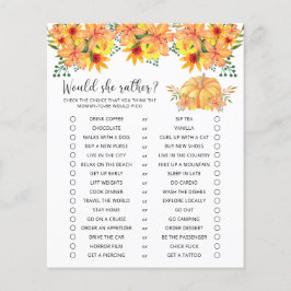 Lámina ¿Prefiere? - Juego de Baby Shower de calabaza