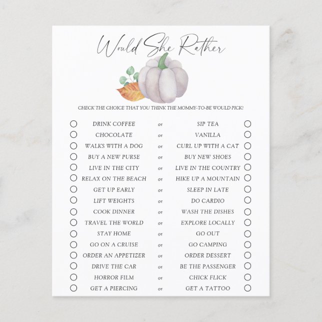 Lámina Prefiere jugar - Calabaza blanca - (Anverso)