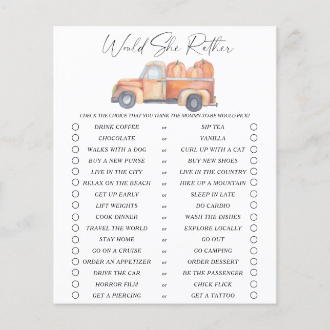 Lámina Prefiere jugar - Camión de calabaza (Anverso)