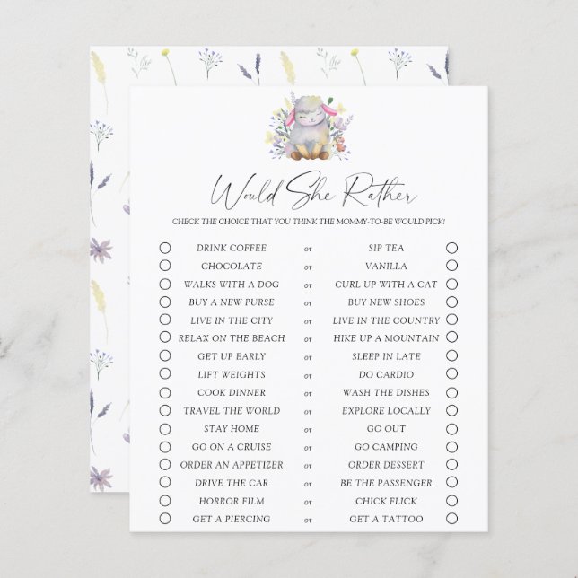 Lámina Prefiere jugar - Lámpara bebé (Anverso / Reverso)