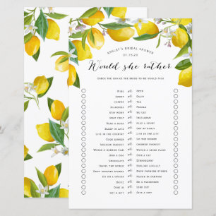 Lámina ¿Prefiere, Lemon Bridal ducha Games?