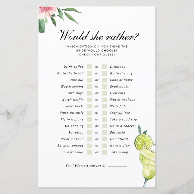 Lámina ¿Prefiere Margarita Juego De Novias Mexicanas? (Anverso)