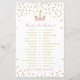 Lámina ¿Prefiere que IMPRÍN el juego de Baby Shower?