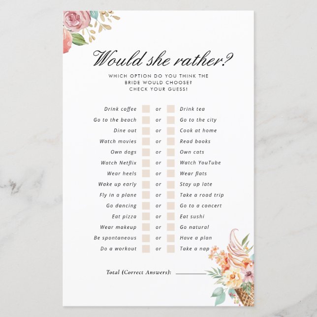 Lámina ¿Prefiere que la hayan escogido como un juego de n (Anverso)