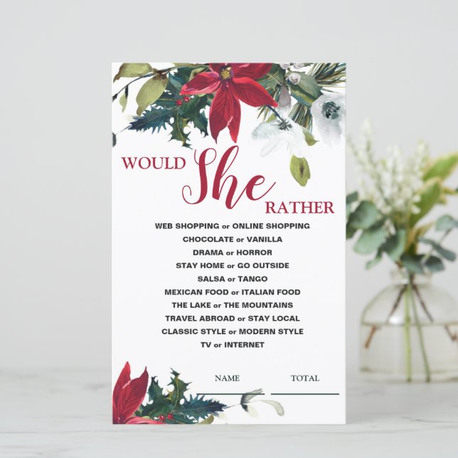 Lámina ¿Prefiere Que Navidades Jueguen Novias De Poinsett (Anverso de pie)