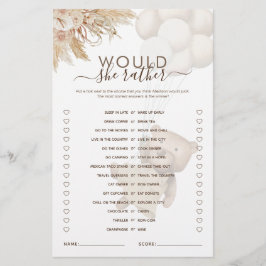 Lámina ¿Prefiere Que Teddy Lleve Un Juego De Baby Shower?