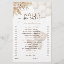 Lámina ¿Prefiere Que Teddy Lleve Un Juego De Baby Shower?