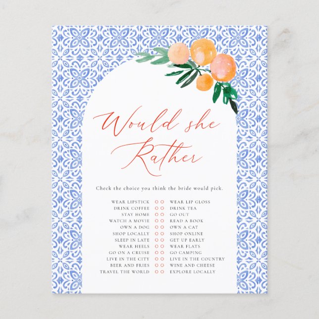 Lámina ¿Prefiere Un Juego De Ducha Bridal Spritz Naranja? (Anverso)