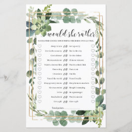 Lámina ¿Prefiere un juego de ducha de novia de oro verde?