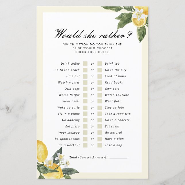 Lámina Prefiere Un Juego De Ducha De Novias (Anverso)