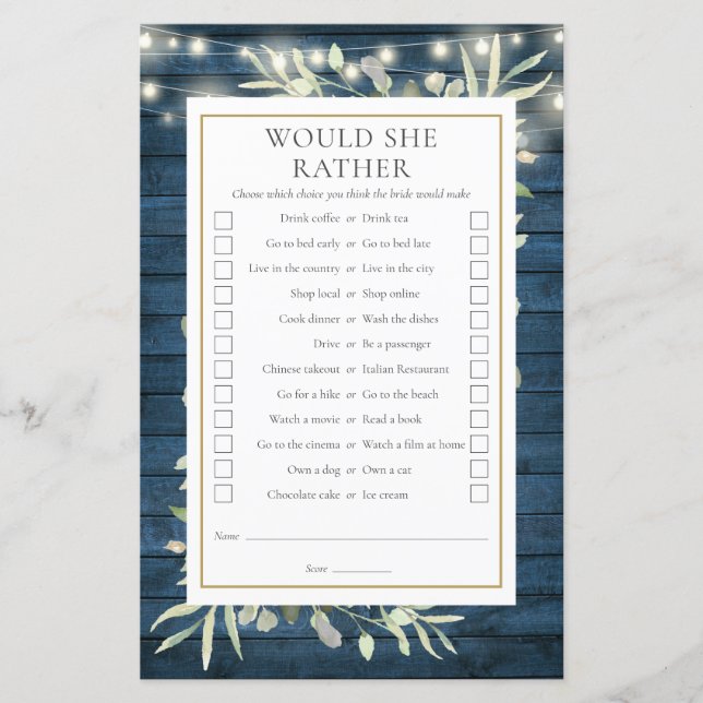 Lámina ¿Prefiere Un Juego De Fiesta De Té Con Ducha De No (Anverso)