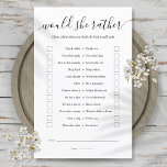 Lámina ¿Prefiere Un Juego De Fiesta De Té Con Ducha De No<br><div class="desc">Este divertido juego de ducha de novias puede ser personalizado con tu propia opción preferiría preguntas. Diseñado por Thisisnotme©</div>